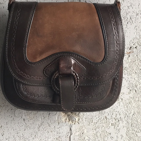 #035 Anna Cainzo Culturas Del Sol’s | Brown Leather Side Saddle Crossbody - Picture 1 of 17